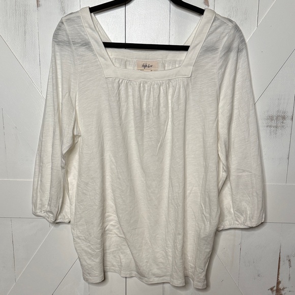 Style & Co. Tops - Style & Co Cream Blouse Square Neck